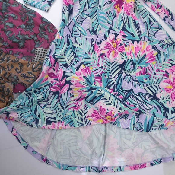 Lilly Pulitzer Blue Pink Floral Wrap Dress Sz Xs - Picture 7 of 11